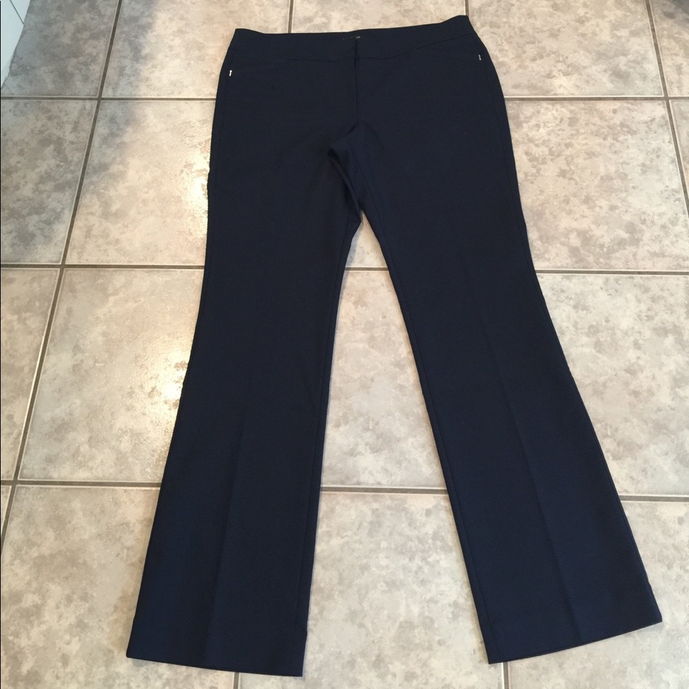White House Black Market boot cut navy slacks sz12